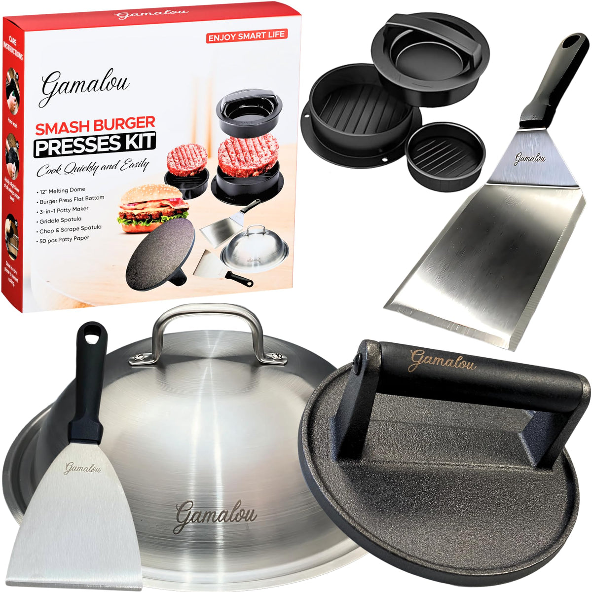 Gamalou Smash Burger Press 7-inch delivers even sear at home
