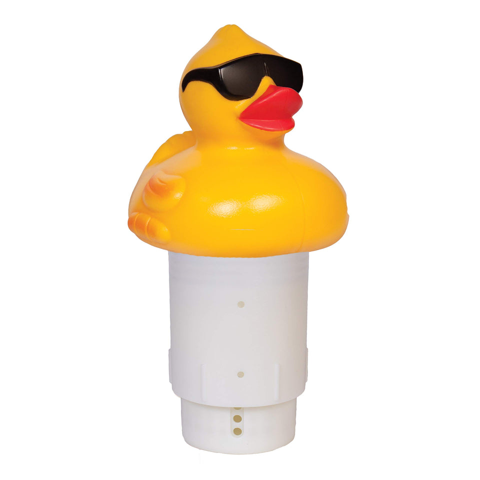 GAME Derby Duck dispenser mounted on pool wall for steady chlorine release