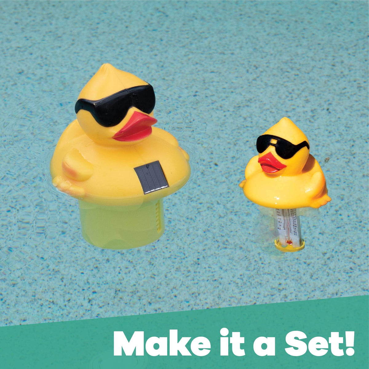 Derby Duck lights up at dusk, adding ambiance during chlorination