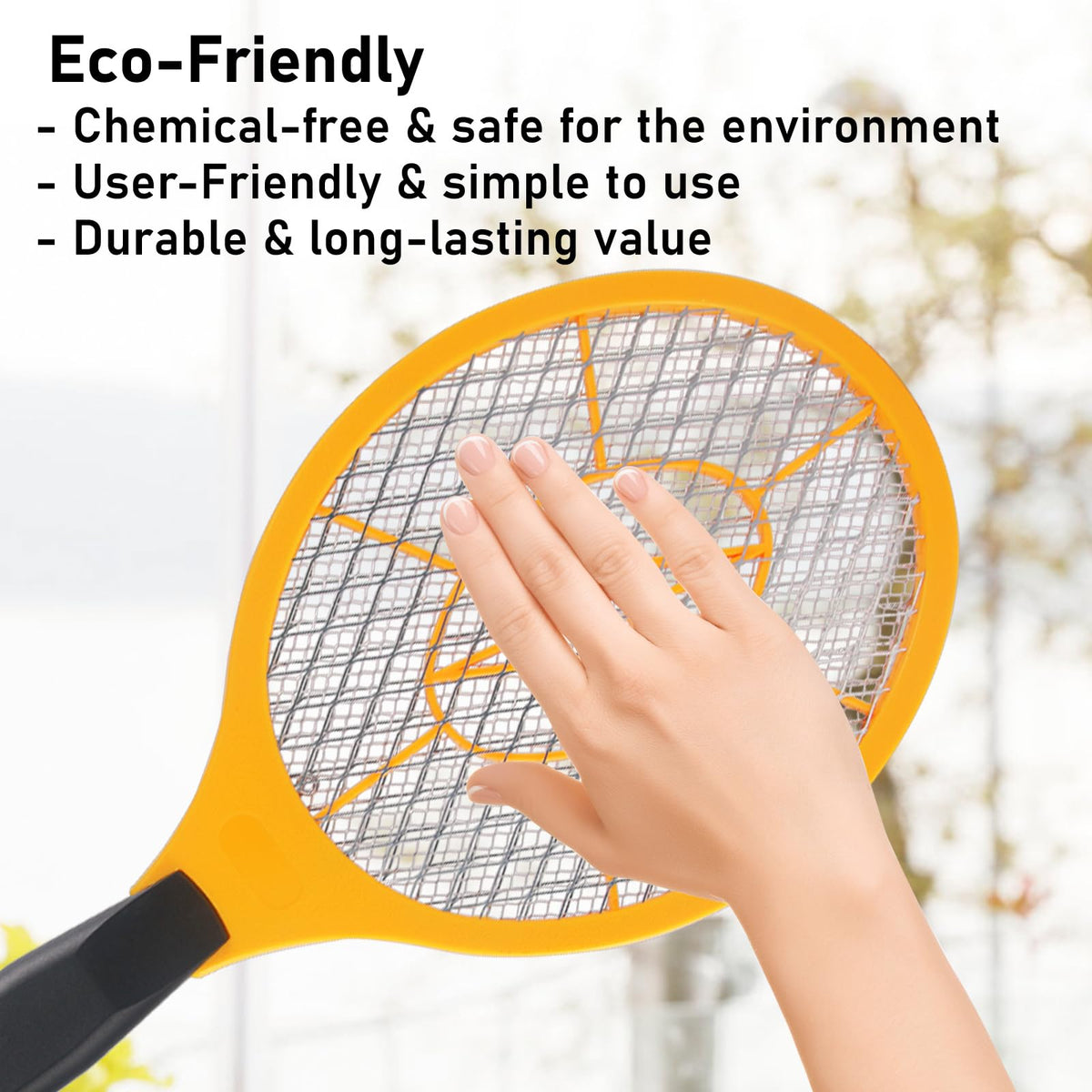 Zap action shot of GameXcel electric fly swatter in use