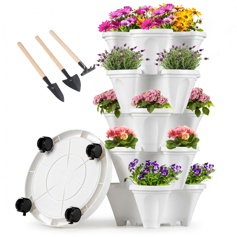 GameXcel vertical planter tower with 5-tier design for compact herb gardens.