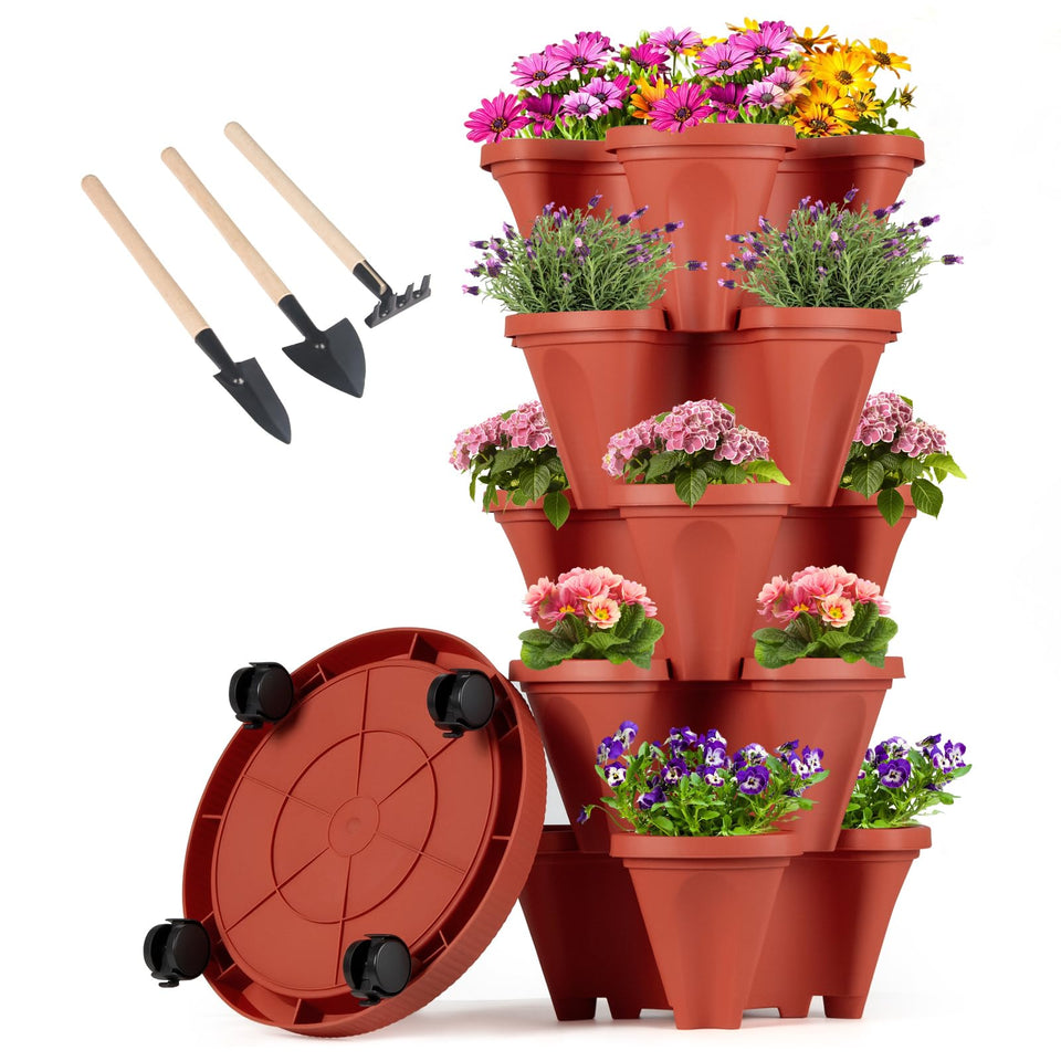 GameXcel Vertical Planter Tower assembly demonstrates space-saving design for compact patios.