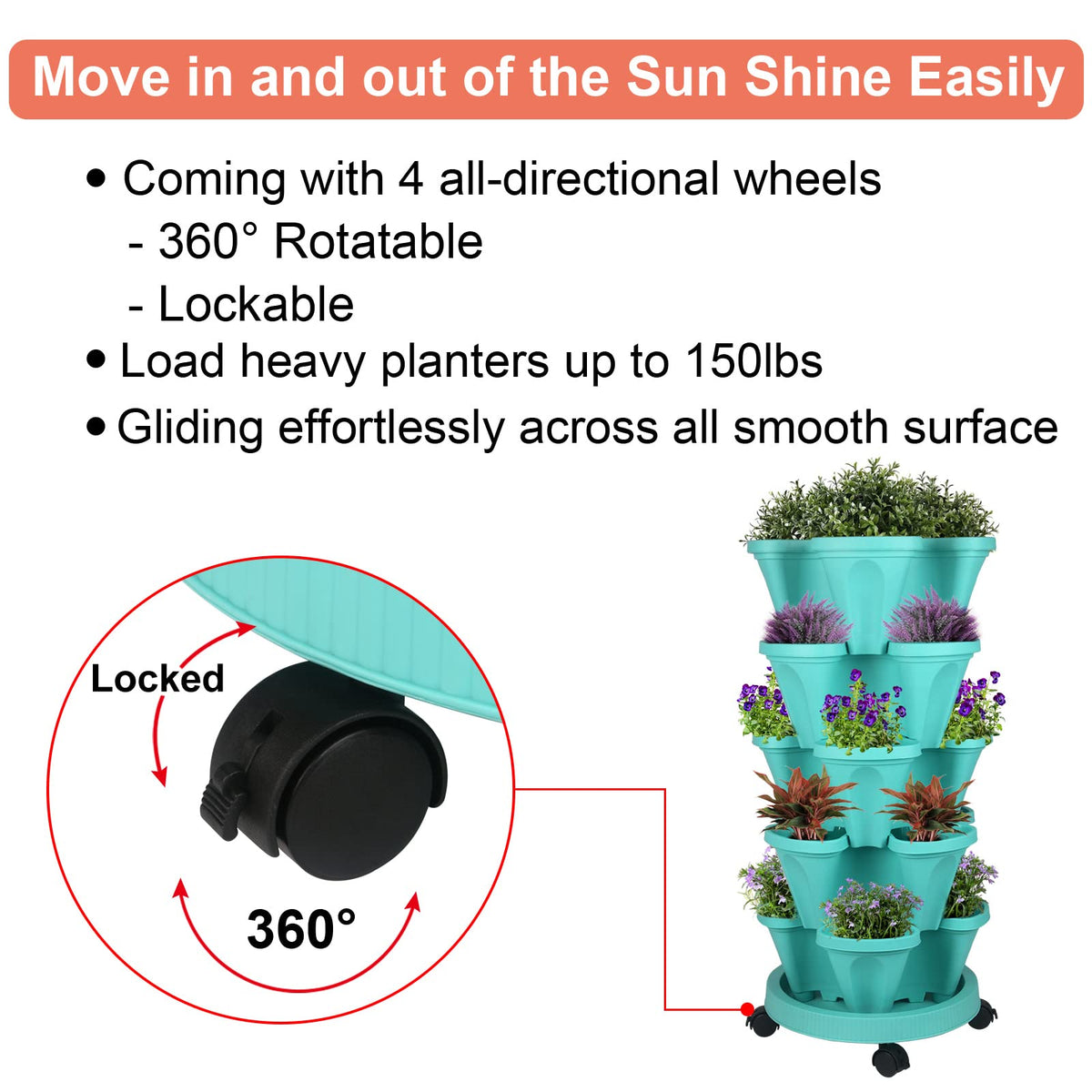 GameXcel vertical planter tower bottom drainage holes help prevent overwatering in potted plants.