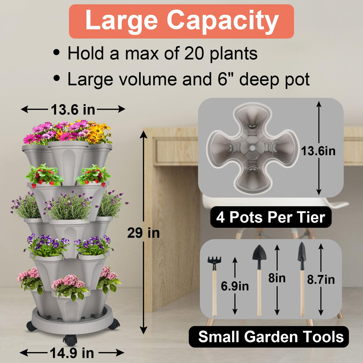 GameXcel vertical planter features moisture balance for steady soil dampness
