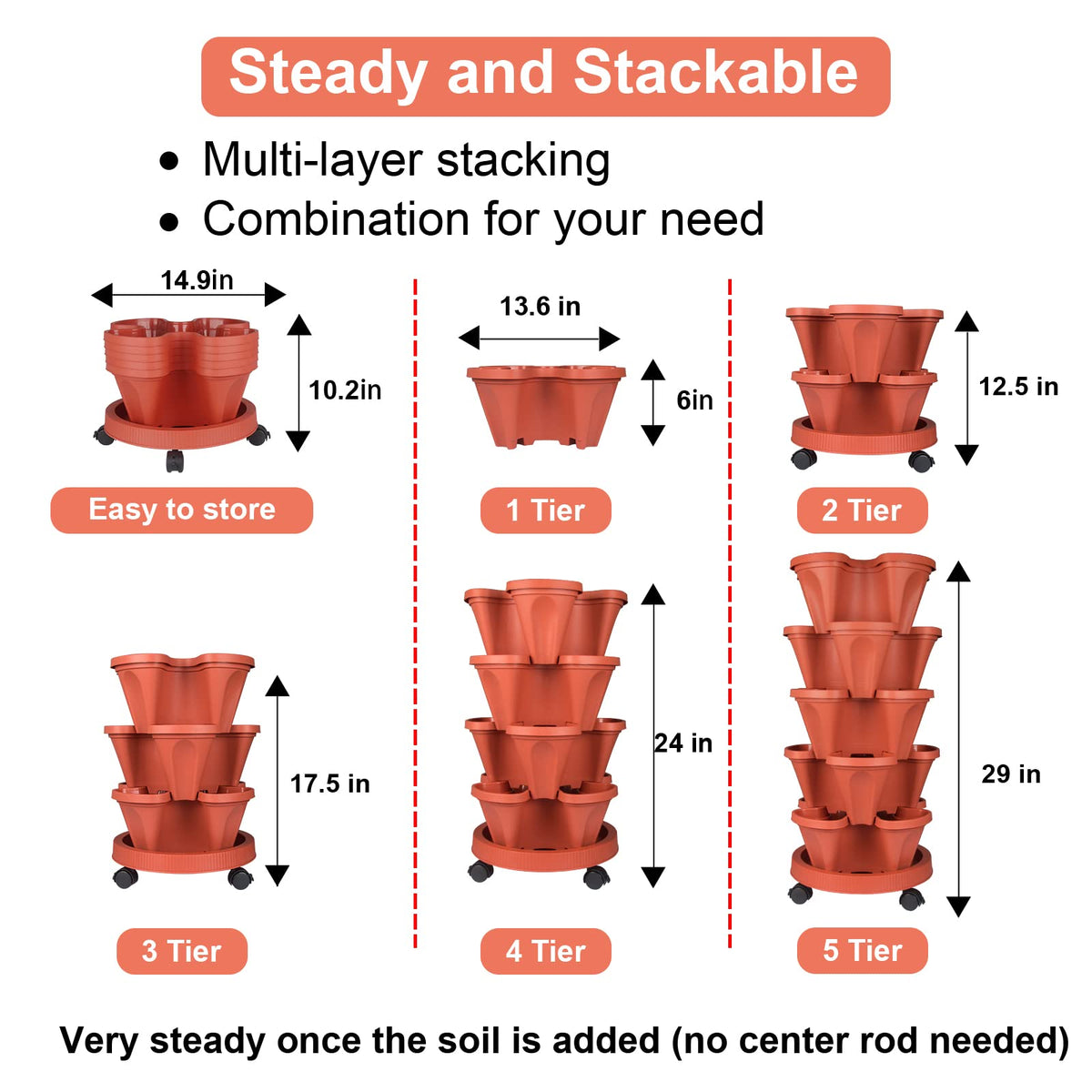 GameXcel Vertical Planter Tower red color adds vibrant garden aesthetics.