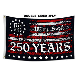 Gamiu 250th anniversary flag, front view, ideal for outdoor display with vivid color.