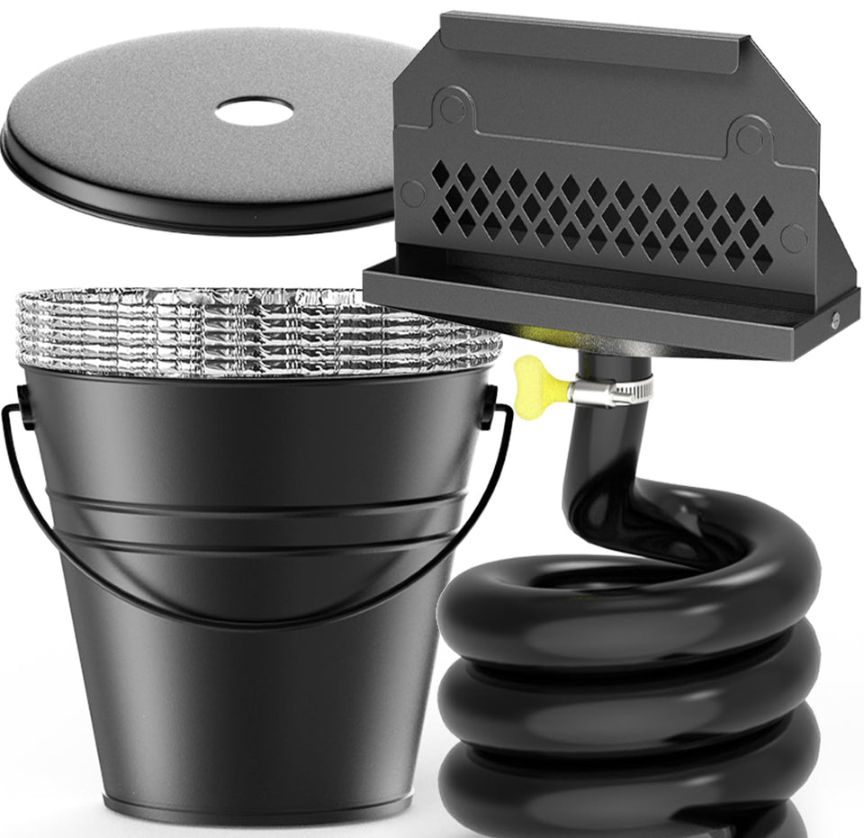 GAMPLAE rear grease drainage system front view shows easy rear attachment for Blackstone grills.