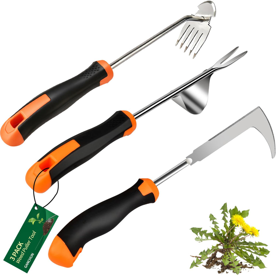 Ganchun weed puller 3-pack front view enables quick garden cleanup.