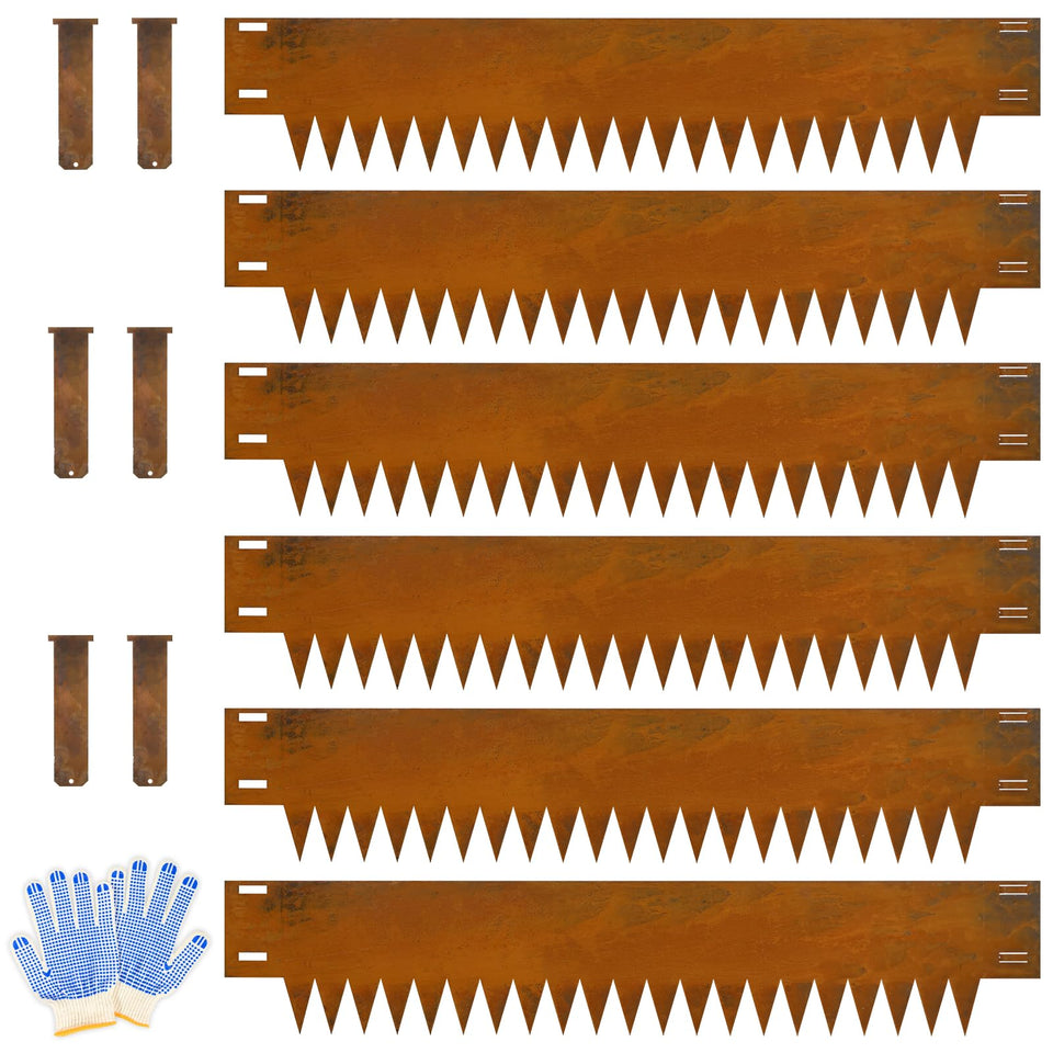 Ganeekiron Cor-Ten steel edging 40-inch pack for durable, corrosion-resistant garden borders.
