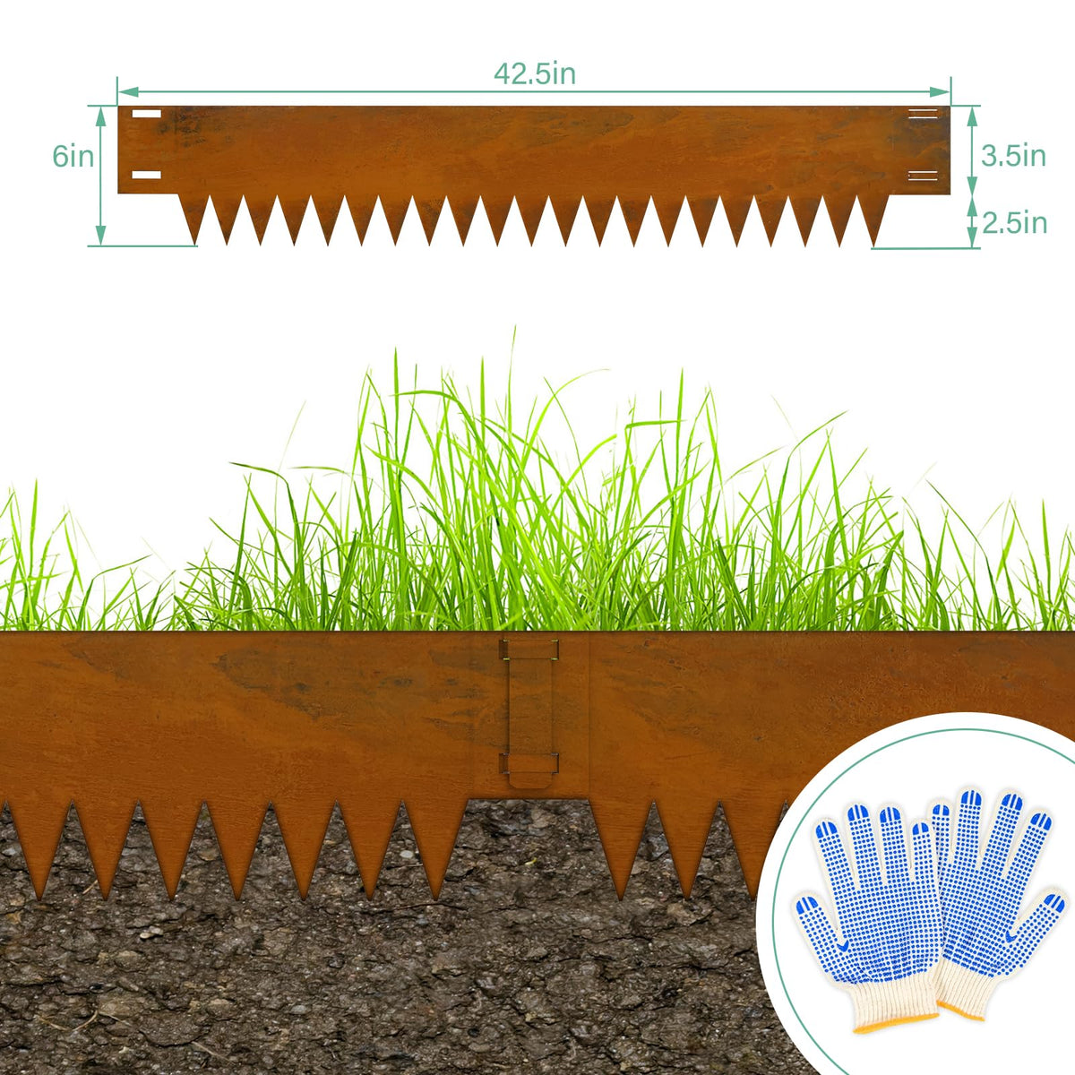 Ganeekiron rust-finish edging pack showcases unique, natural patina option.