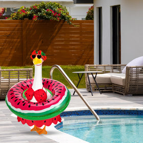 GANSHAYA bikini detail on goose statue with vibrant summer colors