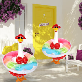 GANSHAYA cement goose statue becomes a tropical focal point in your yard