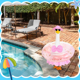 GANSHAYA pack includes hat, bikini, sunglasses and swim ring for an instant tropical look.