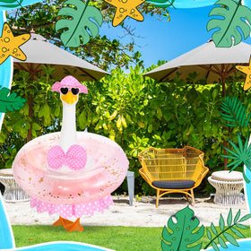 GANSHAYA pack contents include hat, bikini, sunglasses, and swim ring.