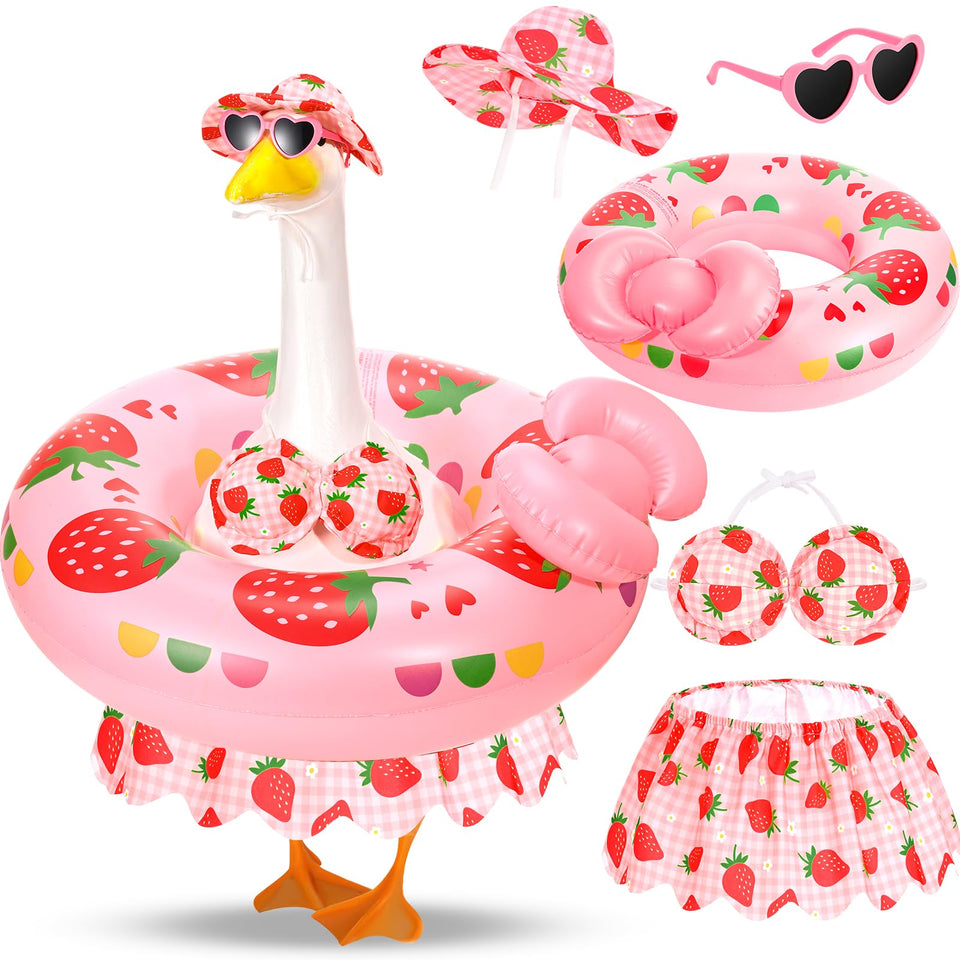 GANSHAYA porch goose hat adds stylish, weather-ready flair to a 23-inch cement statue.