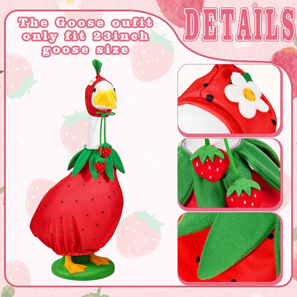 GANSHAYA Strawberry seed-dot hat detail adds whimsical realism to garden decor.