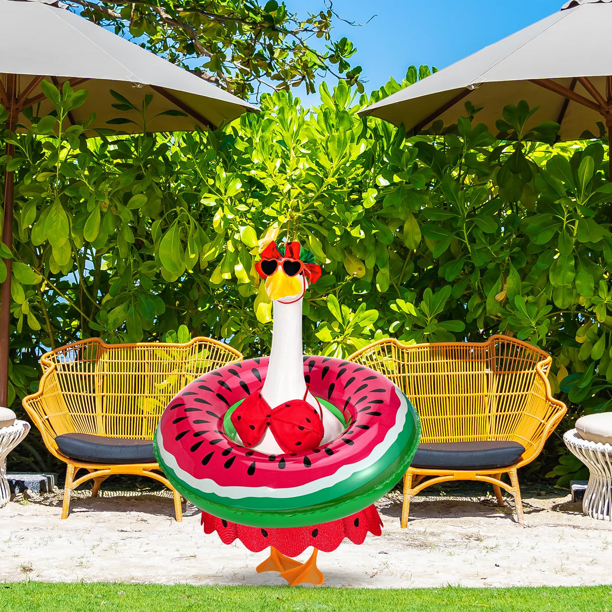 GANSHAYA tropical decor enhances a plain goose showpiece