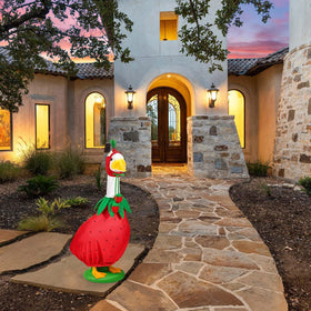 GANSHAYA Two tiny strawberries peeking from hat create a playful focal point.