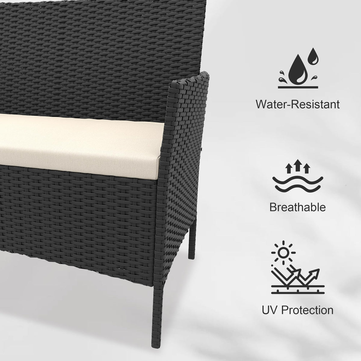 GAOMON patio set 4 pieces cushion-fabric closeup shows removable covers.