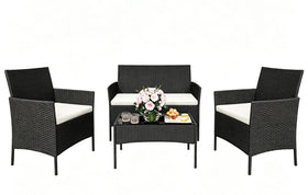 GAOMON patio set 4 pieces loveseat side view for relaxed outdoor lounging.