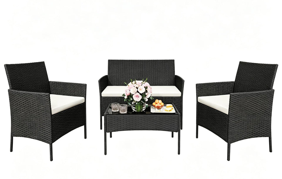 GAOMON patio set 4 pieces loveseat side view for relaxed outdoor lounging.