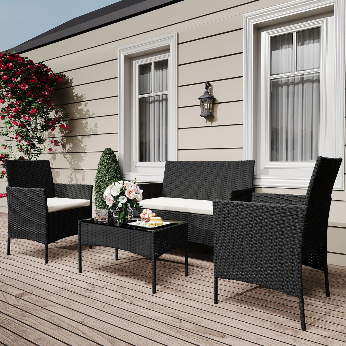 GAOMON patio set 4 pieces outdoor lounge area ready for poolside.