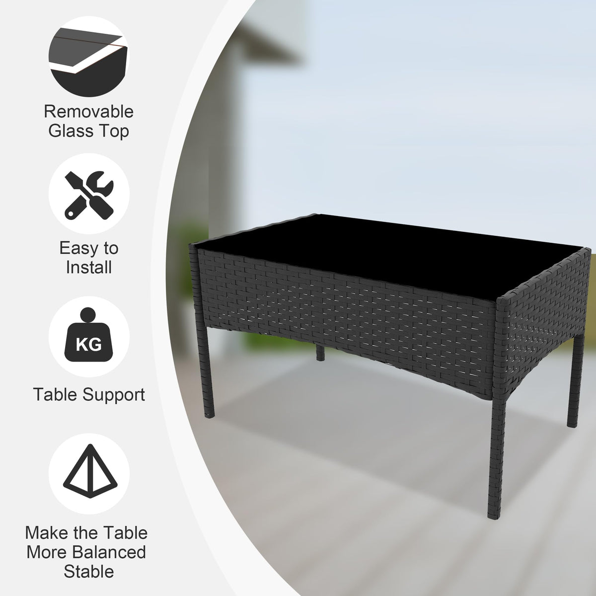 GAOMON patio set 4 pieces rattan weave detail showcases durable outdoor texture.
