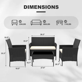 GAOMON patio set 4 pieces tempered glass table adds elegant resting surface.