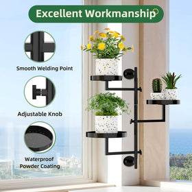 Gaoymsym indoor outdoor plant shelf offers versatile placement and use.