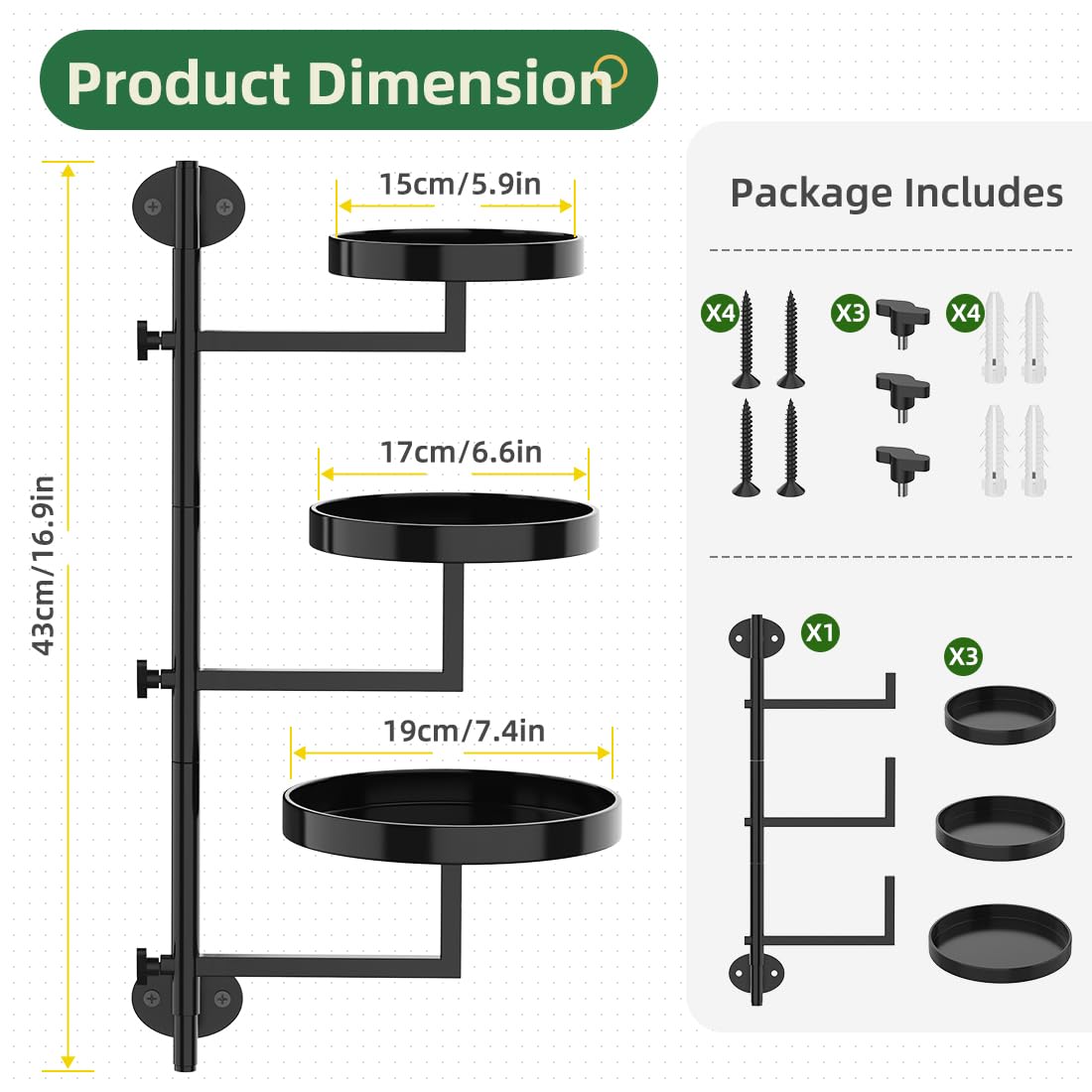 Gaoymsym three tier plant stand mounts securely for indoor or outdoor use.