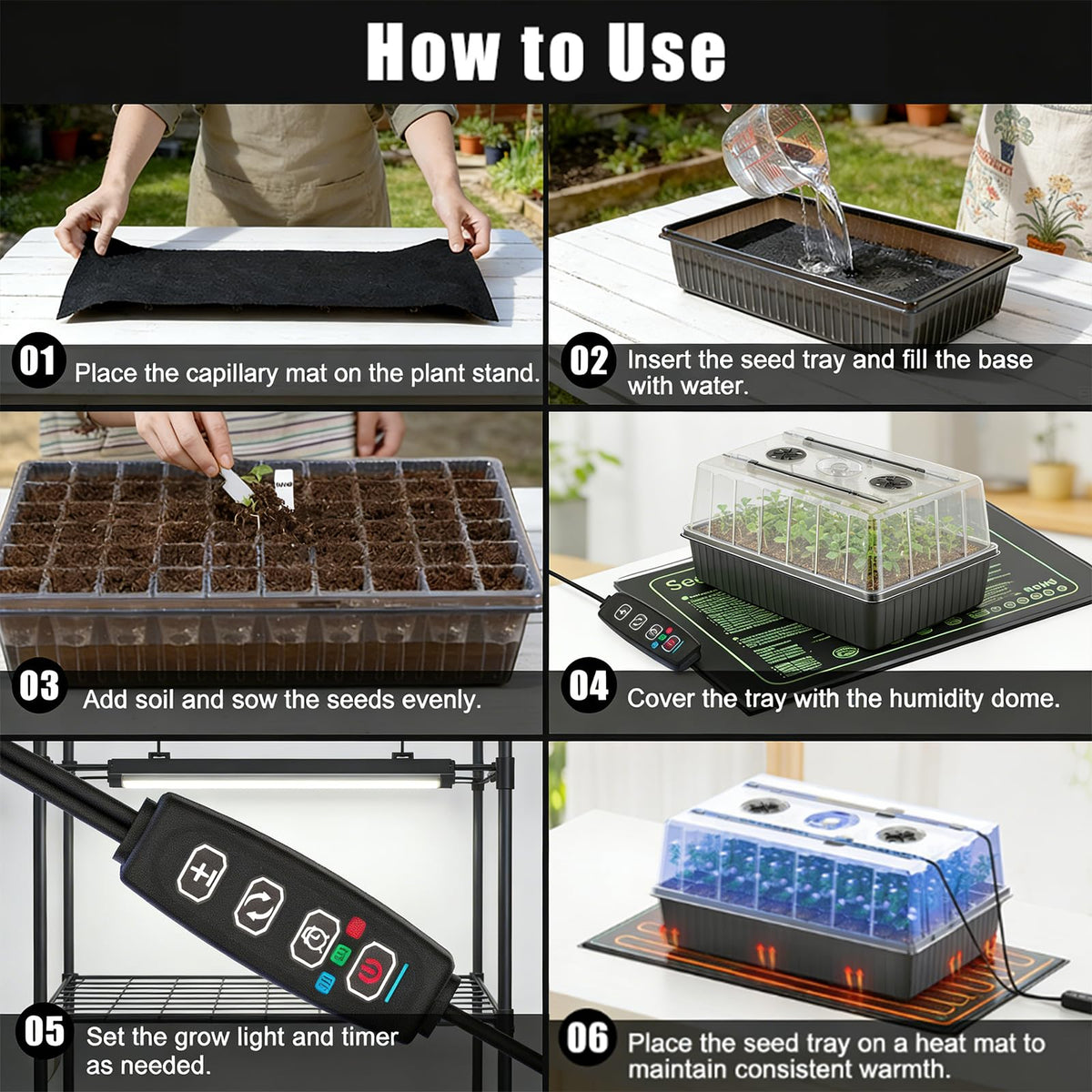 Gaprass gardening tools, gloves, and spray bottle for seed starting
