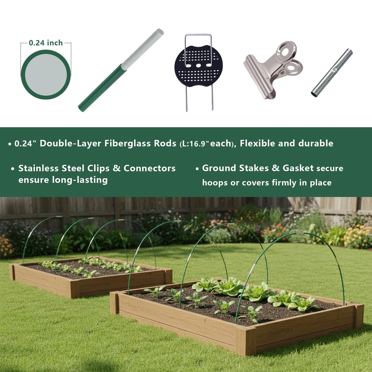Garavigo connectors enable quick tool-free hoop assembly for adjustable structures.