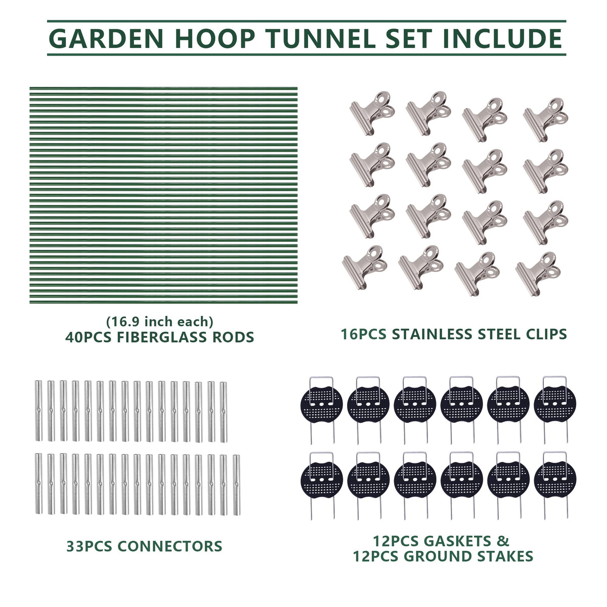 Garavigo ground stakes anchor hoops firmly into soil.