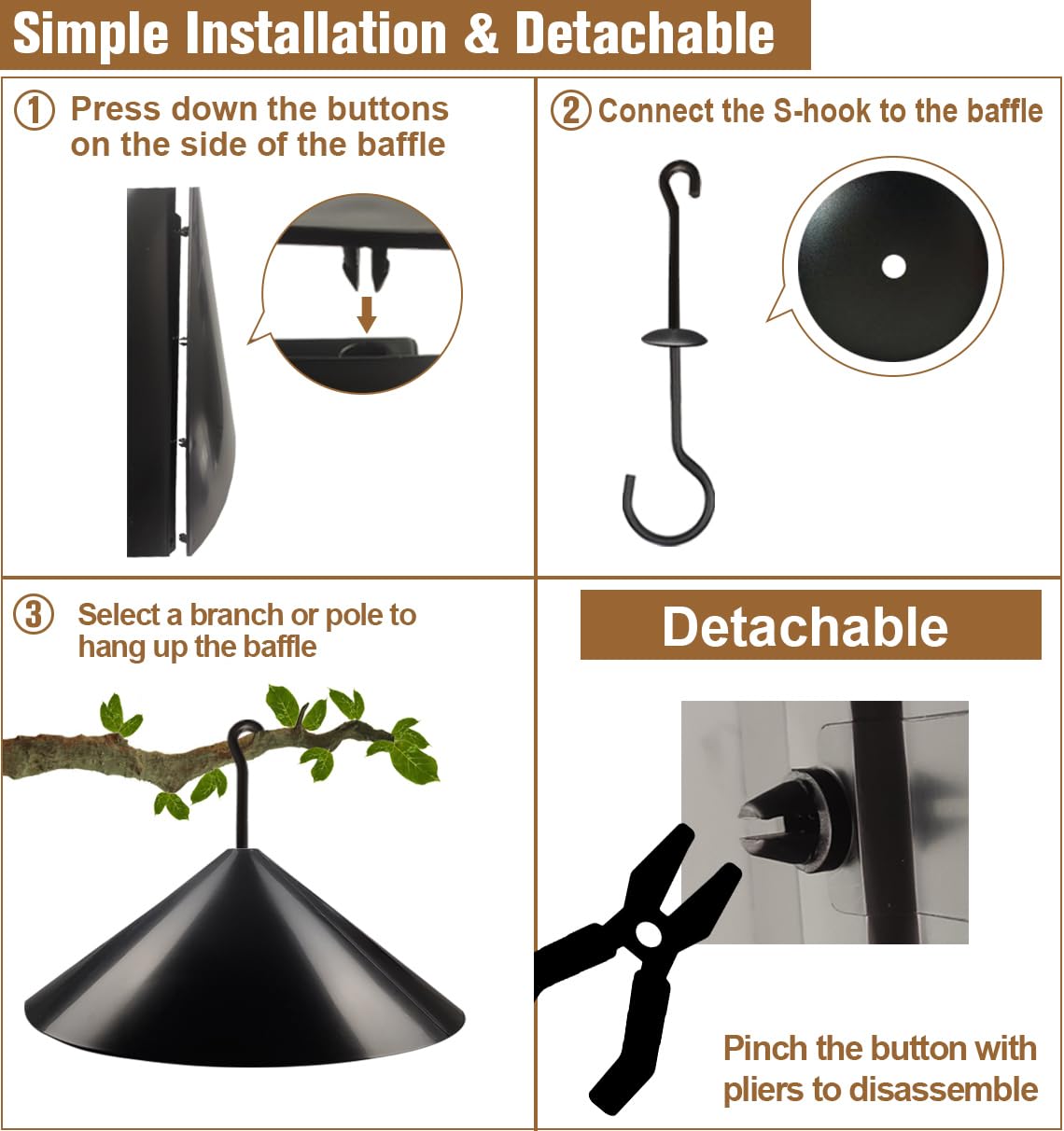 Garbuildman 19-inch diameter design helps safeguard bird food from climbing intruders.