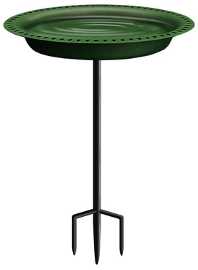 Garbuildman birdbath bowl in green, oval shape for outdoor bird refreshment.