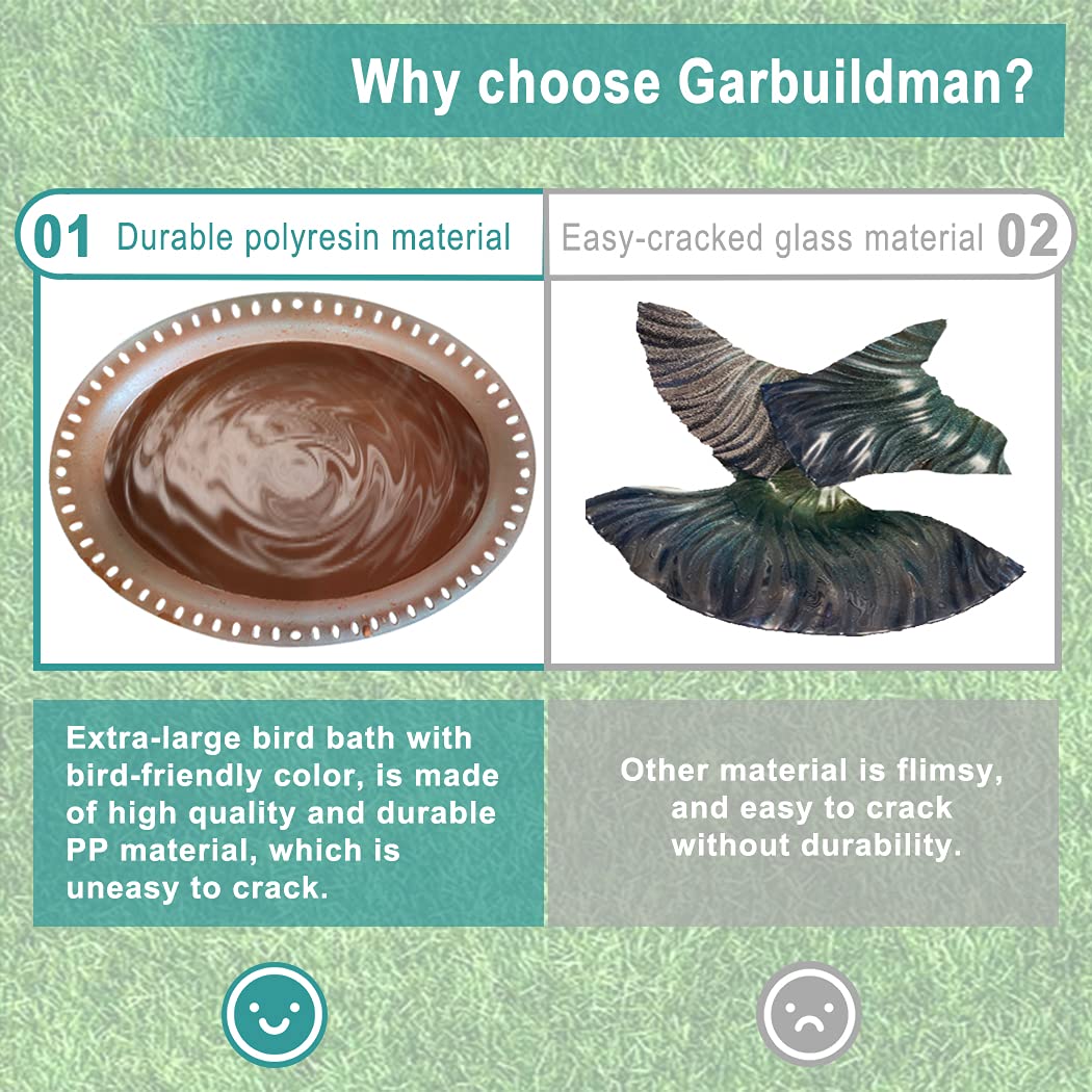 Garbuildman bird bath doubles as a bird feeding tray to attract visitors.