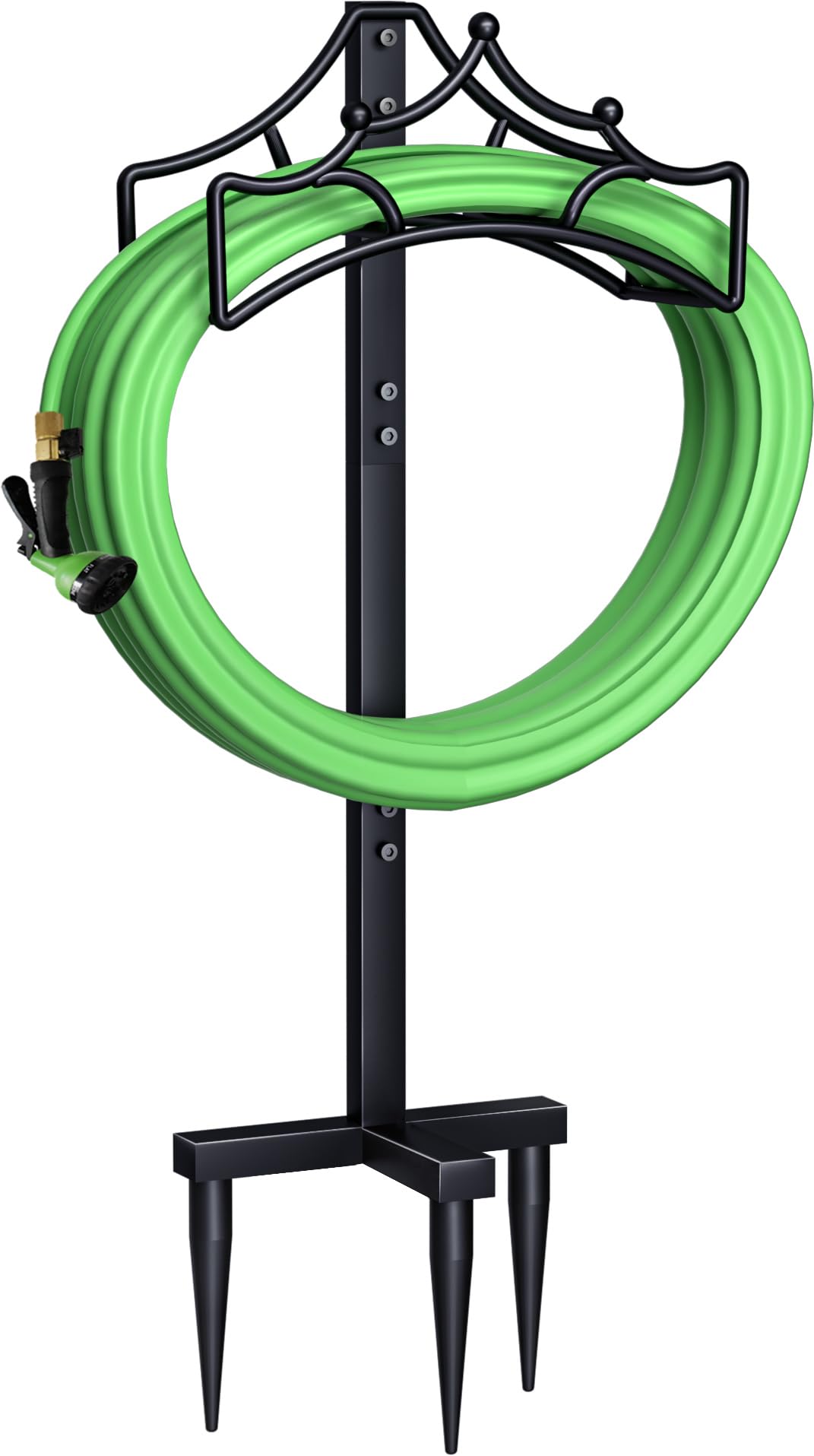 Garbuildman crown-design hose holder elevates and tames hoses outdoors