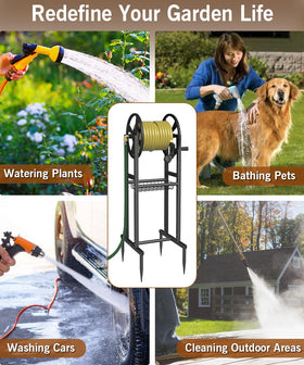 Garbuildman ground mount hose reel suits outdoor watering and car washing