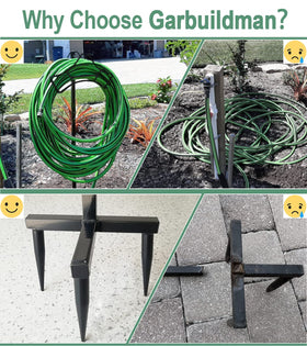 Garbuildman heavy-duty steel hose stand resists rust in all weather