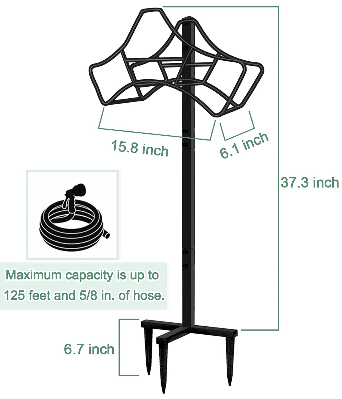 Garbuildman hose holder with three spikes provides stable support for hoses