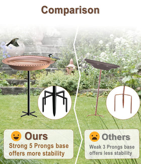 Garbuildman oval brown bird bath tray blends with garden decor.