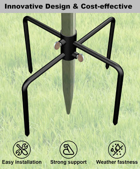 Garbuildman pole base fits 0.74-to-1.1-inch poles for flexibility