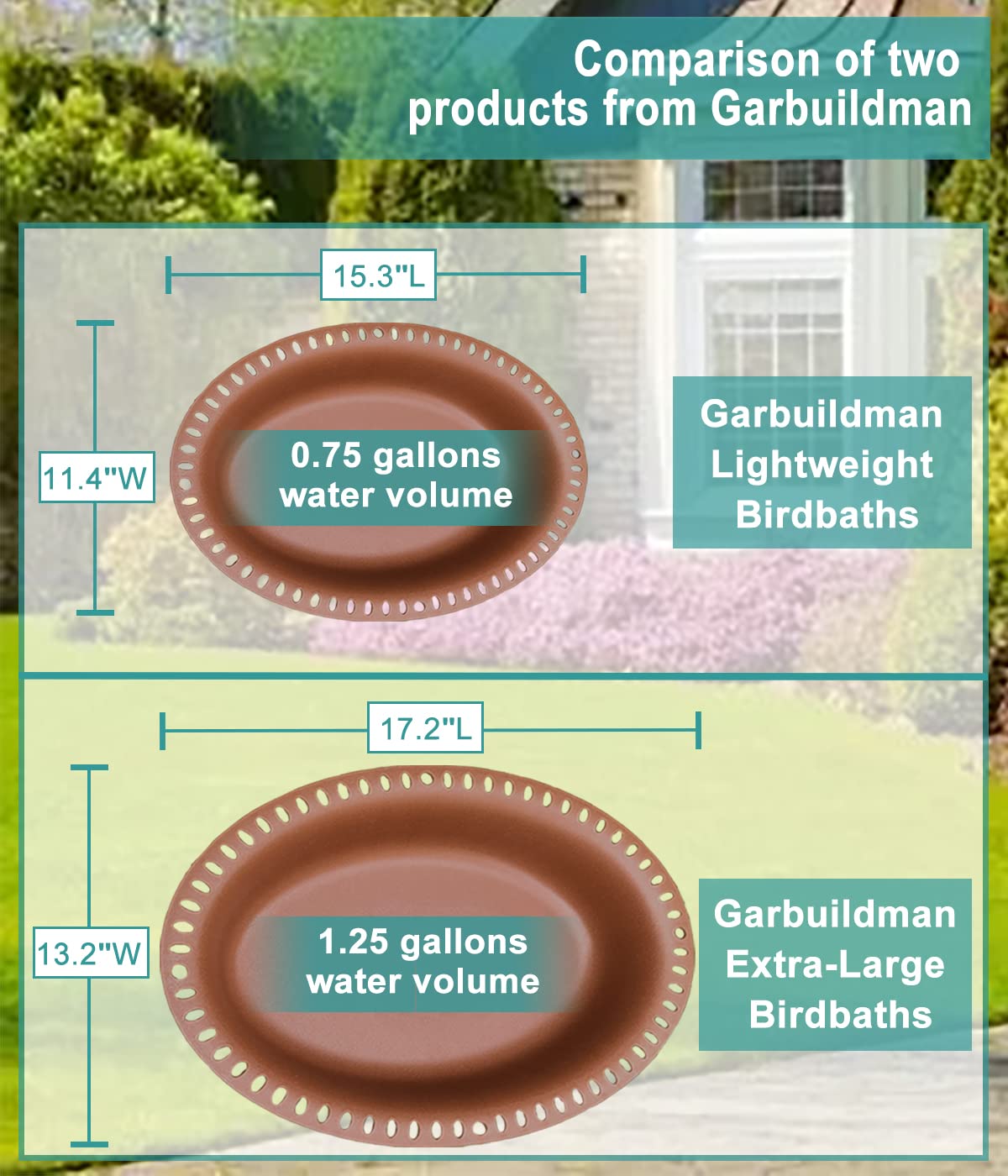 Garbuildman chocolate basin made of durable PP, weather resistant.