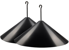 Garbuildman Squirrel Baffle with 19-inch diameter protects bird feeder from climbers.