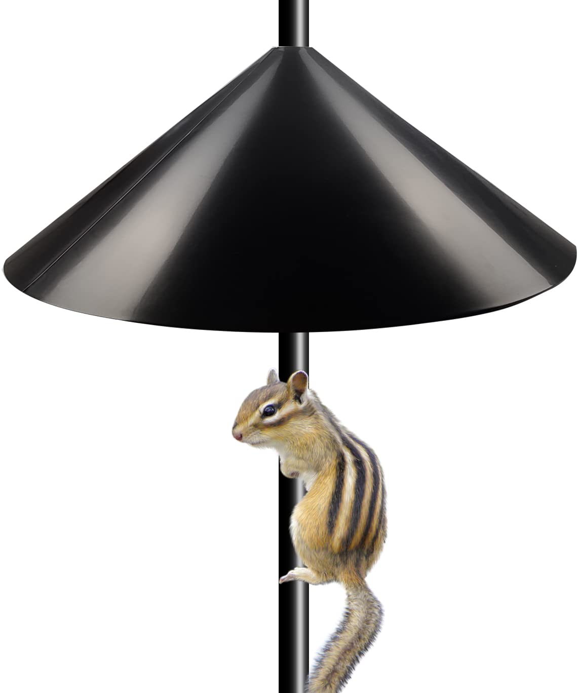 Garbuildman squirrel baffle on pole 19-inch diameter protects bird feeder from pests