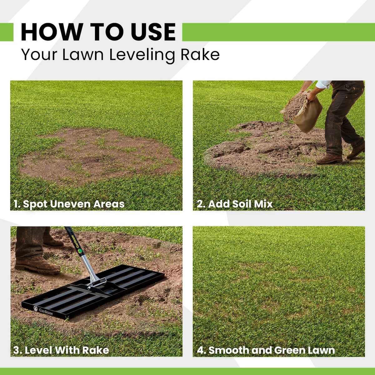 Gardease powder-coated finish resists rust in outdoor use