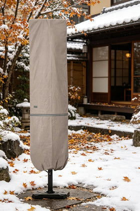 Garden Balsam beige umbrella cover complements outdoor decor.