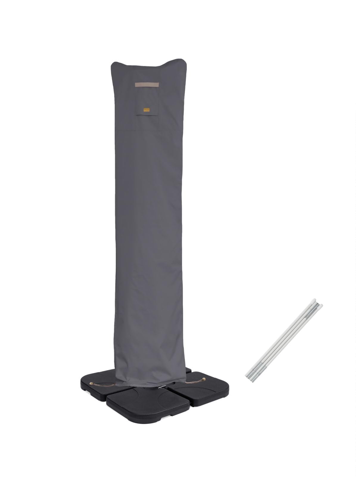Garden Balsam patio umbrella cover in dark grey protects market and offset cantilevers from rain