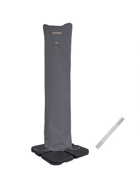 Garden Balsam patio umbrella cover in dark grey protects market and offset cantilevers from rain
