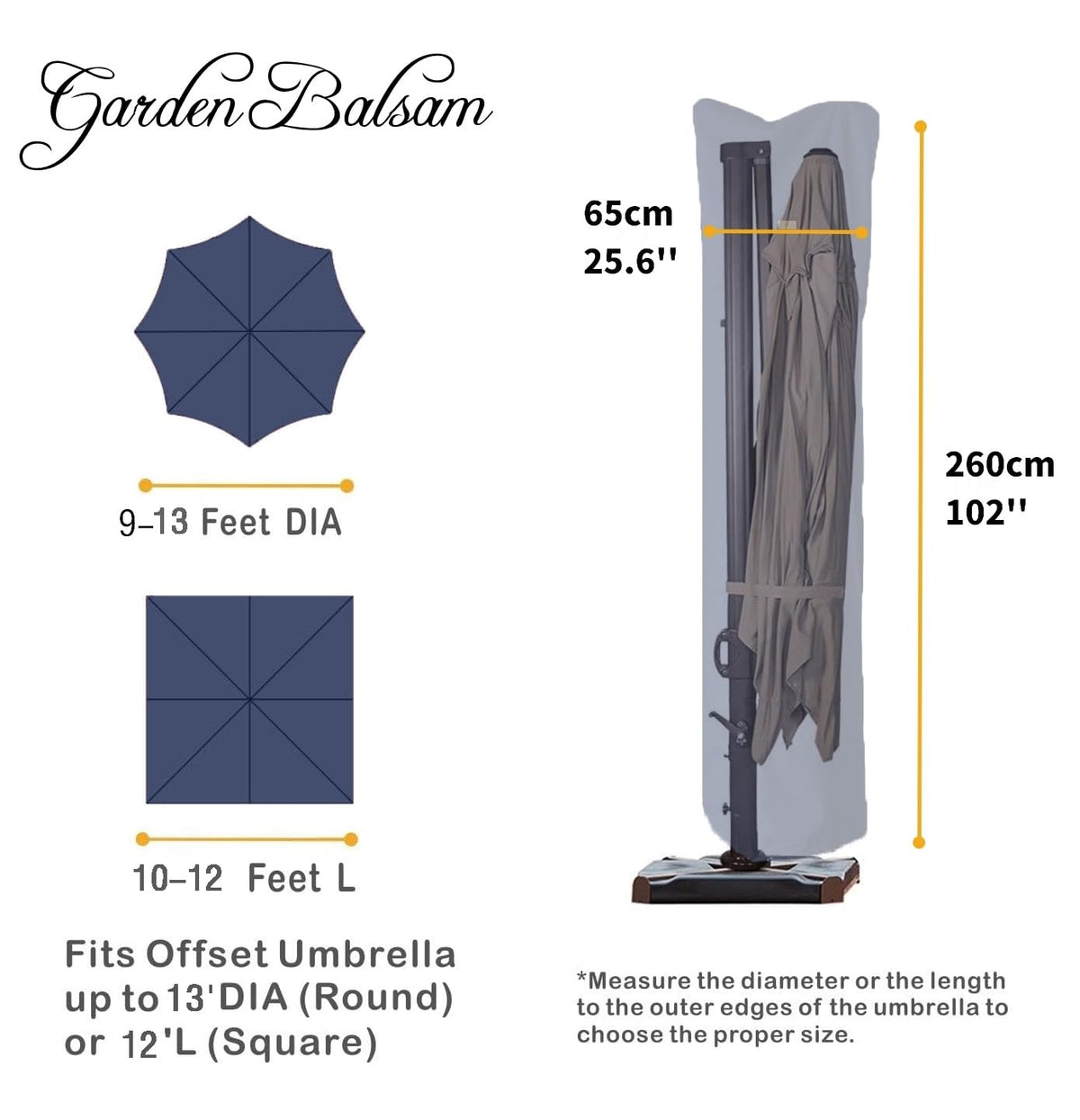 Garden Balsam curved cantilever umbrella cover shields the canopy while parked.